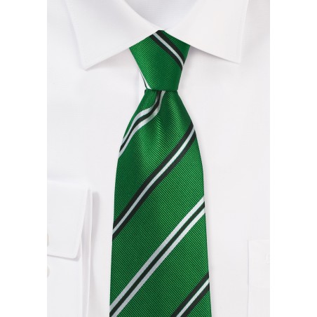 Emerald Green Repp Striped Tied