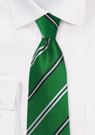 Emerald Green Repp Striped Tied