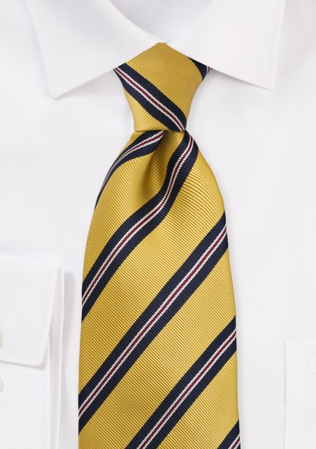 Mustard Yellow and Navy Repp Stripe Kids Tie