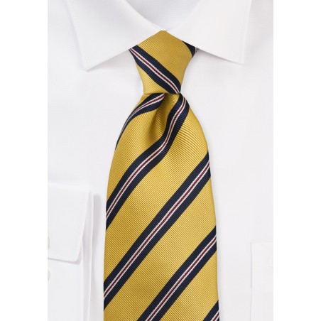 Mustard Yellow and Navy Repp Stripe Kids Tie