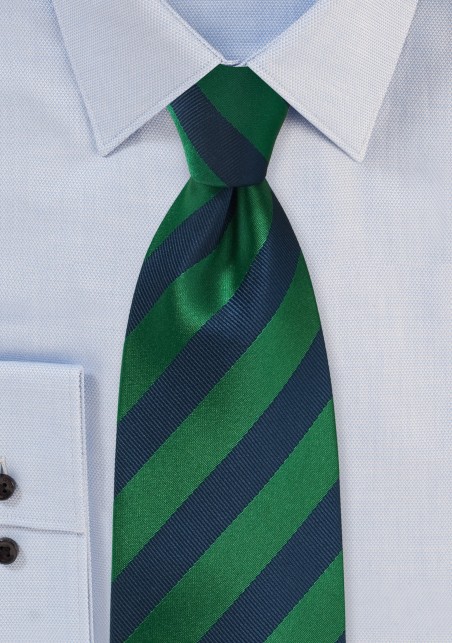 Diagonal Striped Tie in Hunter Green and Navy