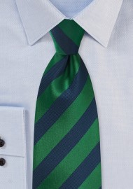Diagonal Striped Tie in Hunter Green and Navy