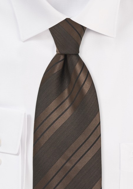 Brown and Black Striped Tie