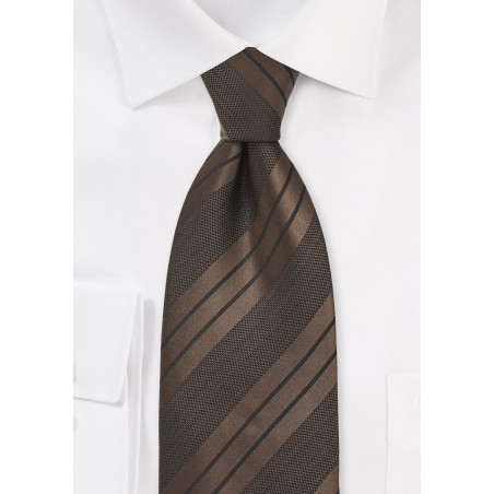 Brown and Black Striped Tie