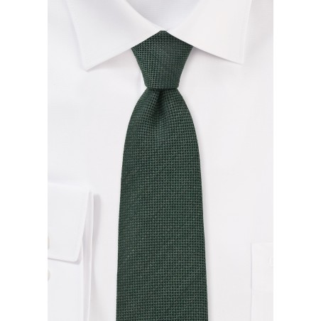Worsted Wool Olive Green Slim Tie
