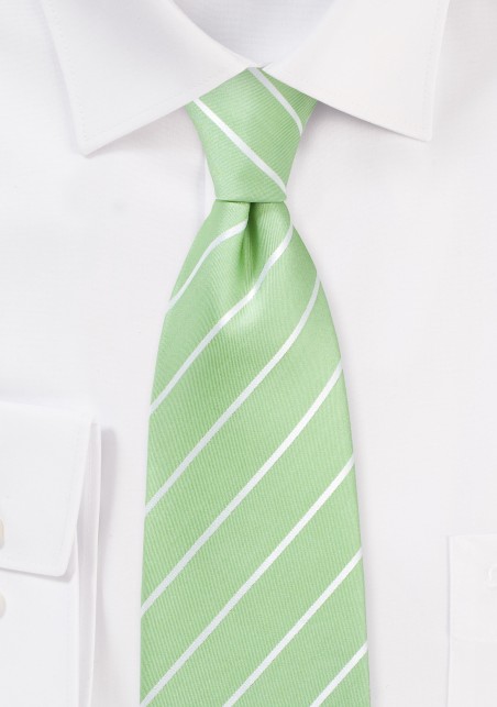 Summer Silk Tie in Pistachio and White