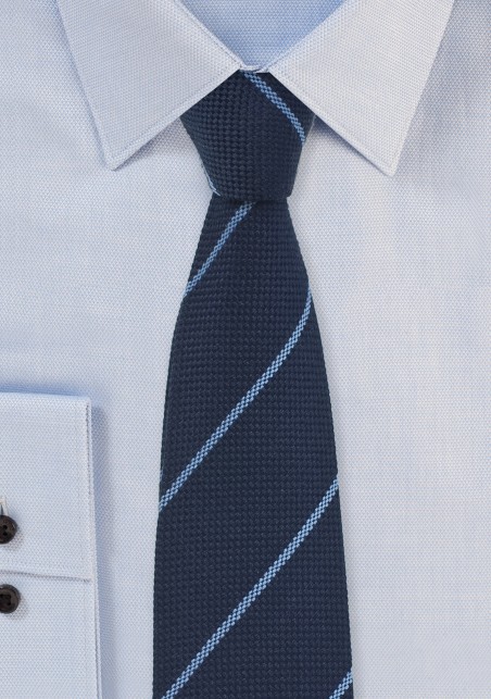 Wool Pencil Stripe Tie in Classic Navy
