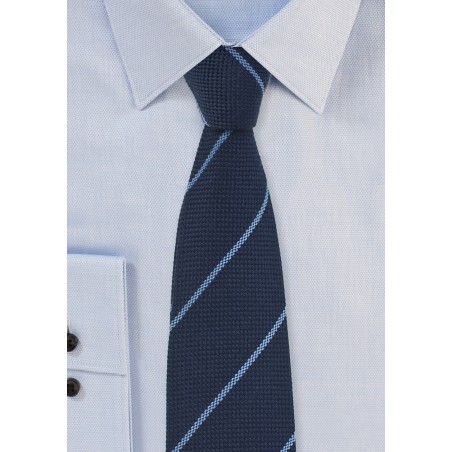 Wool Pencil Stripe Tie in Classic Navy