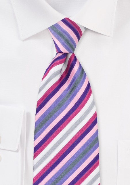 Pink and Purple Striped Tie