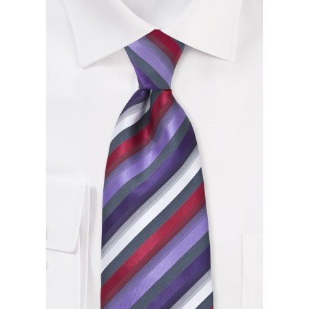 Purple and Red Striped Tie