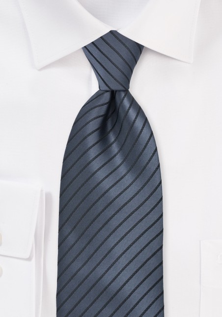 Graphite Tie with Black Stripes