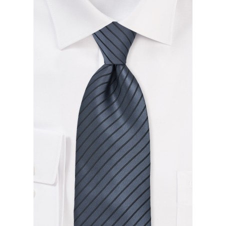 Graphite Tie with Black Stripes