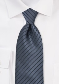 Graphite Tie with Black Stripes