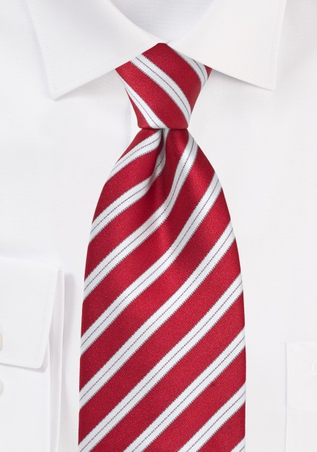 Bright Red Striped Tie