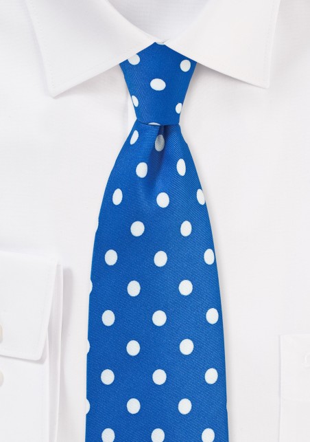 Bright Blue and White Polka Dot Tie