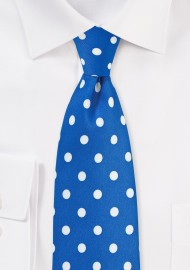 Bright Blue and White Polka Dot Tie