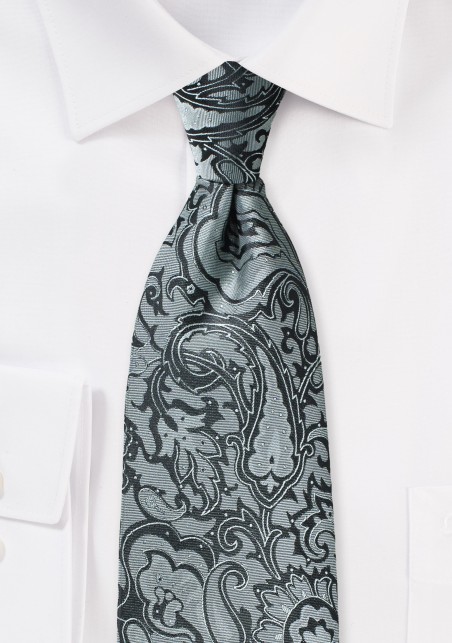 Steel Gray Paisley Kids Tie