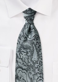 Steel Gray Paisley Kids Tie
