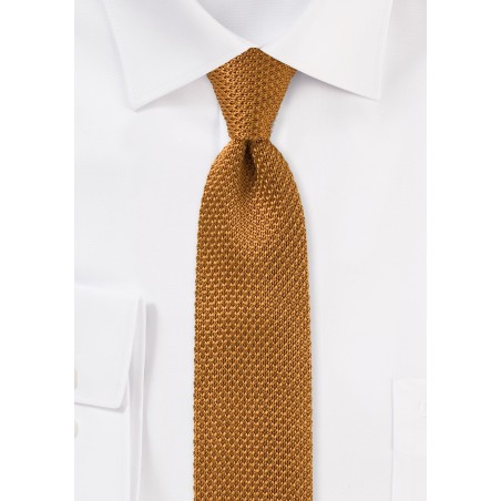 Camel Colored Knitted Silk Tie