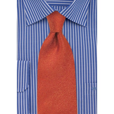 Autumn Orange Textured Silk Tie