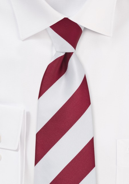 Cherry Red and White Striped Mens Tie