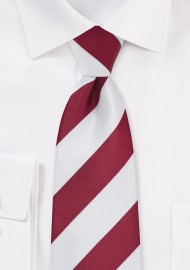 Cherry Red and White Striped Mens Tie