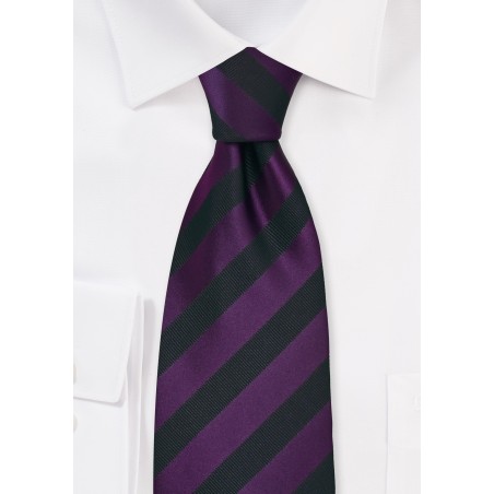 Black and Purple Striped Tie in Long Length