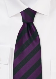 Black and Purple Striped Mens Tie