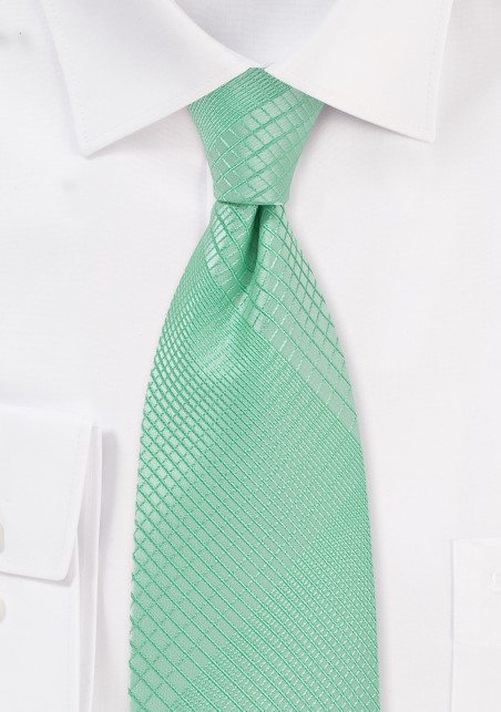 Geometric Plaid Tie in Bright Mint Color