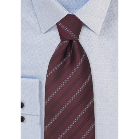 Burgundy Red Striped Mens Necktie