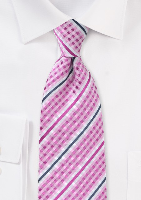 Checked Bowtie in Fuchsia with Navy Accents