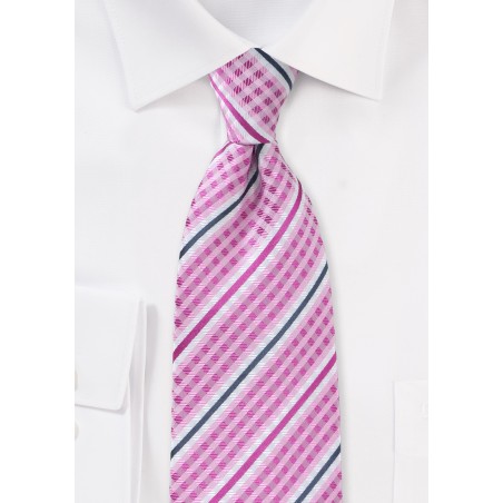 Checked Bowtie in Fuchsia with Navy Accents