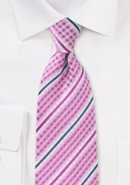 Checked Bowtie in Fuchsia with Navy Accents