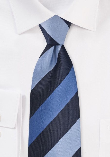 Wide Striped Tie in Blue Tones