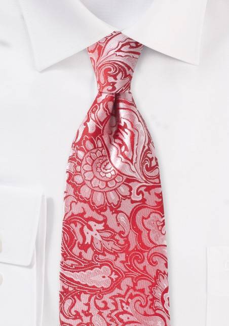 Paisley Tie in Vivid Poppy