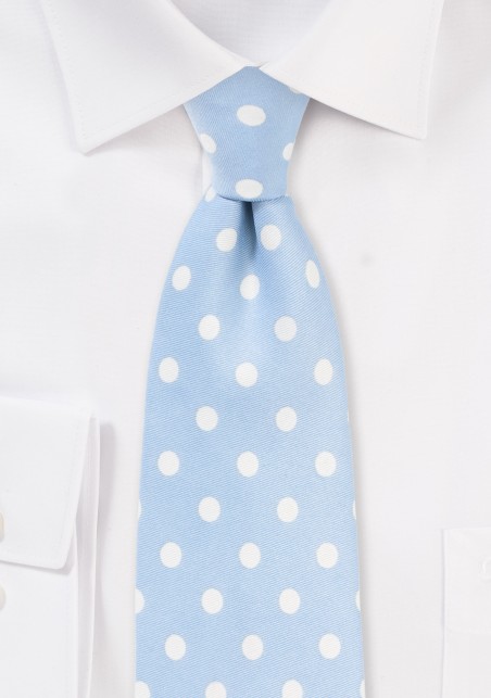 Powder Blue and White Polka Dot Tie