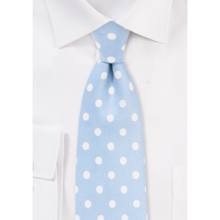 Powder Blue and White Polka Dot Tie