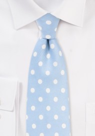 Powder Blue and White Polka Dot Tie