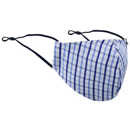 Tattersall Check Face Mask in Blue and White
