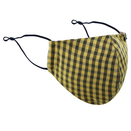 Amber Gold Face Mask | Gold and Navy Tartan Plaid Mask