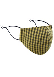 Amber Gold Face Mask | Gold and Navy Tartan Plaid Mask