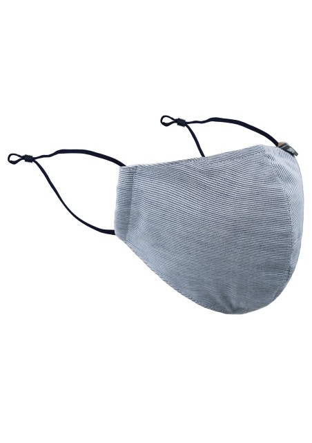 Mille Stripe Mask in Silver and Ivory