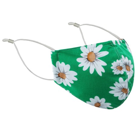 Grass Green Daisy Print Face Mask