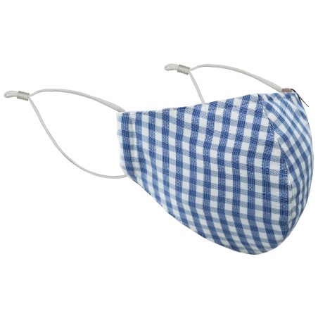 Stylish Plaid Mask in Light Blue and White