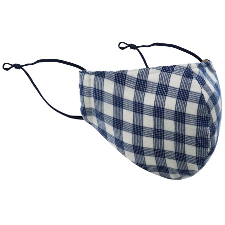 Navy and White Tartan Plaid Mask