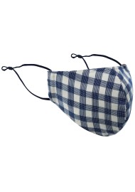 Navy and White Tartan Plaid Mask