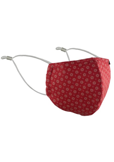 Cherry red fabric face mask with filter