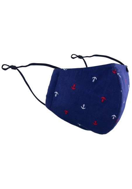 navy nautical print face mask