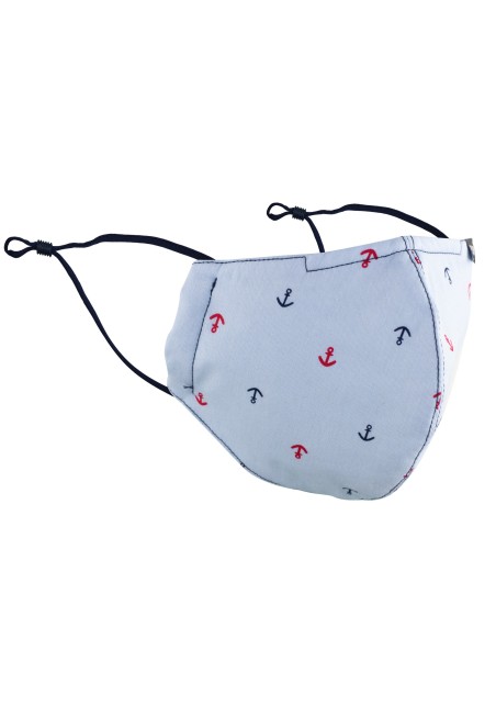 sky blue anchor print face mask in cotton with filter