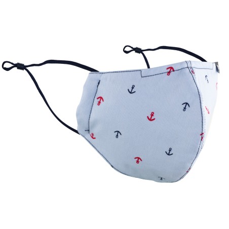 sky blue anchor print face mask in cotton with filter